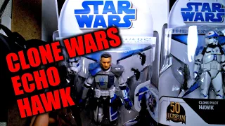 Star Wars Black Series Clone Wars Echo and Hawk Action Figure Review and Unboxing