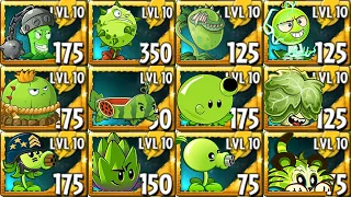 PvZ2 All GREEN Plants Power-Up! vs Zomboss in Plants vs Zombies 2