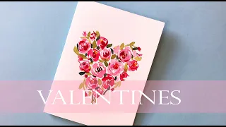 Easy Valentine's Day Card / Wedding card / Anniversary Card ideas/ Easy loose Watercolor Floral