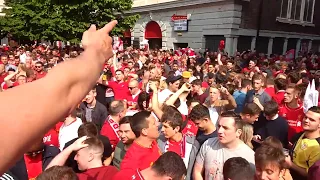 Liverpool fans pre champions league final singing atmosphere city centre concert square 2018 Allez