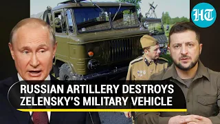 Russians destroy Ukraine Army's GAZ 66 moving troops & ammo |  Krasnopol precision-guided munition