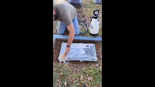 Quick clean and wax application of this bronze headstone!