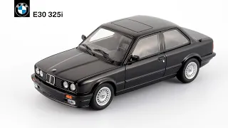 BMW E30 325i 1989 Schwarz • Minichamps Sondermodelle • 1980s scale model cars 1:43