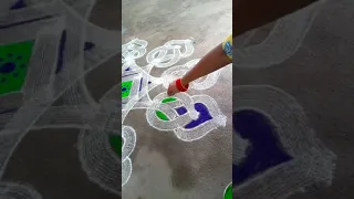 Rangoli 2.0 #padikolam | #shorts | Roller/Stencil #kolam - 9 ✨