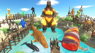 Jumping & Hunting GODZILLA in Lake with RED BLOOP - Animal Revolt Battle Simulator