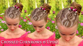 Crossed Cornrow Braids into Updo Hairstyle | Updo Hairstyle for Long Hair