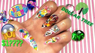 DOLLAR TREE LISA FRANK NAILS!! (USING ALL DOLLAR TREE NAIL SUPPLIES!!)