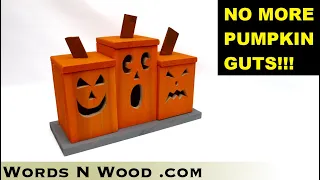 HOW TO Build Wooden Jack-O-Lanterns with basic tools? 🎃🎃  Beginner Project!  // WnW268