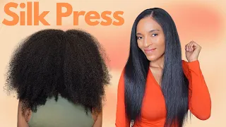 Silk Press Curly To Straight | Long Heat Trained Natural Hair