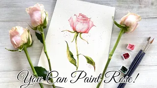 How to paint rose in watercolor. Tutorial step by step.