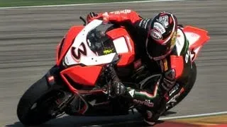 Max Biaggi Aprilia RSV4 R Motorland Aragon SBK Track Test Day