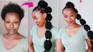 HOW TO: BUBBLE PONYTAIL ON SHORT 4C NATURAL HAIR STEP BY STEP