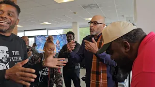 Speakers debate behind the scenes of the 2023 Black Blockchain Conference at Howard University.