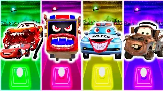 McQueen Eater vs Bus Eater vs Police Car vs Tow Mater | Tiles