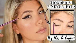 How To Do Winged Eyeliner For UNEVEN and HOODED EYES