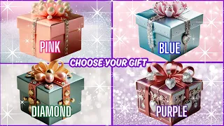 Choose your gift🎁😍💙💖 #chooseyourgift #pickonekickone #4giftbox #pink #blue #diamond #purple #giftbox
