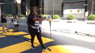 Officer hurt stopping defacing of Black Lives Matter mural outside Trump Tower