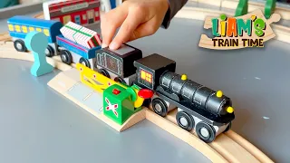 Building and Playing with a Train Layout with Brio Trains and Wooden Tracks