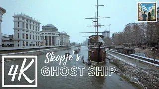 [4K] Skopje 🇲🇰 I Ghost Ships and Creepy Train Stations - Ambient City Walking Tour