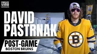 David Pastrnak Reacts to Lake Tahoe Win for Boston Bruins & Freezes During Post-Game Interview