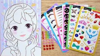 [Paper Play] 아이돌 메이크업북 세트 소녀를 색칠하고 스티커 꾸미기 | Idol Girls Coloring Make-Up Sticker Book
