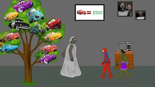 Garnny vs spider-man vs hulk car tree funny Animation drowning carton 2.