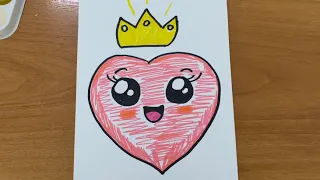 How to Draw a Cute Heart Smile Easy.   كيفية رسم ابتسامة قلب لطيف بسهولة