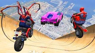 GTA 5 Spiderman Team vs Mega Ramp Jumps/Fails (Euphoria Physics Funny Moments)