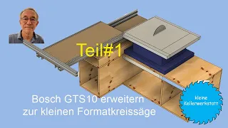 Erweiterung der Tischkreissäge Bosch GTS10 für eine kleine Werkstatt das Konzept + Unterschrank