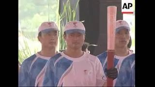 Olympic flame relay gets underway in stadium