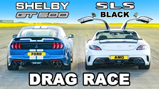 AMG SLS Black Series v Mustang Shelby GT500: DRAG RACE