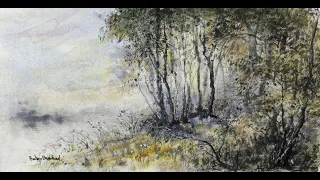 After Work Watercolor Landscape. Timelapse