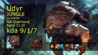 Udyr vs Graves Jungle - NA 9/1/7 Patch 12.20 Gameplay