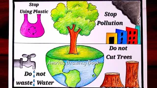 World Environment Day Poster Drawing easy | Lifestyle for environment poster drawing | Save Earth