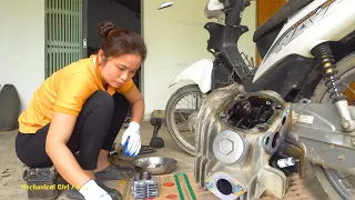 Completely Repaired HONDA Motorcycle 4 Stroke Engine, Replace New Piston Rings And Pistons