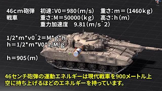 What happens when a battleship Yamato 46 cm gun hits a modern tank. (Physical engine)
