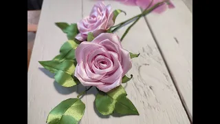 Роза из атласной ленты 2,5 см, техника: канзаши. Часть 1. DIY | How To Make Satin rose. Part 1