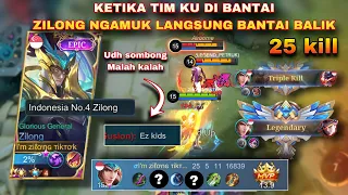 TIM KU DI BANTAI, ZILONG KU MODE NGAMUK LANGSUNG BANTAI BALIK🔥 | Mobile legends Bang-bang