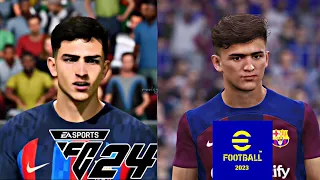 EA FC 24 vs eFootball 2023 FC BARCELONA LATEST PLAYER FACES | EA Sports FC 24 vs eFootball 2024