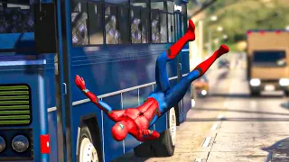 GTA 5 Epic Slow Motion Ragdolls | (Euphoria physics) - Spiderman fails (Funny Moments)