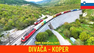 Cab Ride Divača - Koper (Slovenian Railways) - freight train drivers view in 4K