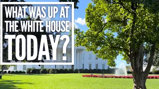 All around the White House with blue skies trying to see what is going on down on the South Lawn.