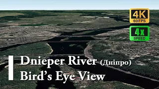 Dnieper River (Дніпро) Bird's Eye View Source to Sea - 4K - 4x Speed