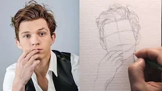 How to draw a Portrait using loomis method - Tom holland drawing