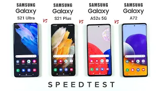 Samsung S21 Ultra vs S21 Plus vs A52s 5G vs A72 | SPEED TEST