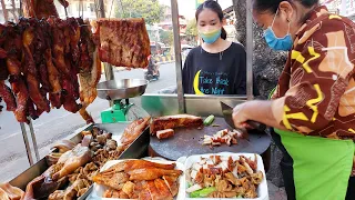 Popular Braised Pork, Grilled Duck, Chicken, Rice Noodle Soup & More - Cambodia Street Food