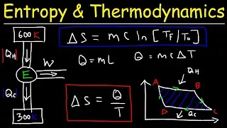 Entropy Change For Melting Ice, Heating Water, Mixtures & Carnot Cycle of Heat Engines - Physics