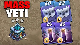 Mass 17 Yeti Bat War 3star Strategy!! How to use mass Yeti in War TH13 Bases | Clash of Clans