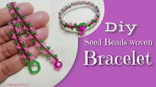 Diy Woven bracelet making with seed beads || Easy  Beaded bracelet tutorial || DIY jewelry