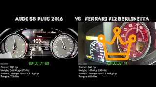 Audi S8 plus 2016 vs Ferrari F12 Berlinetta // 0-100 km/h